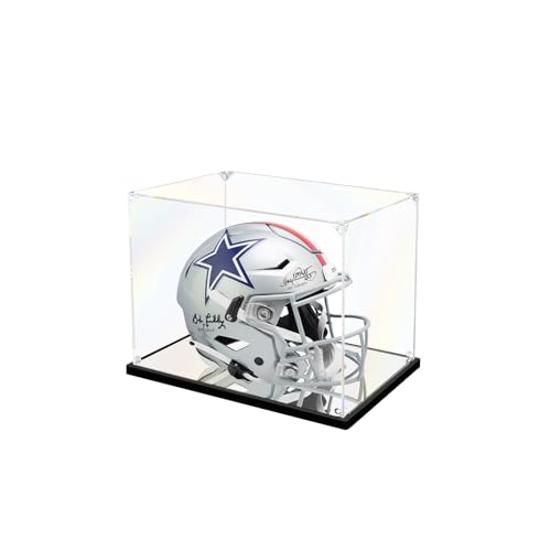 KOLIPI Mini Football Helmet Display Case, Acrylic Box 8.3x6.3x7.1 in | NFL Helmet Display Case for Mini Helmets, Mirror Base, Dustproof Protection, Stable and Stackable, Assembly Required - size: 8.3x6.3x7.1 inches