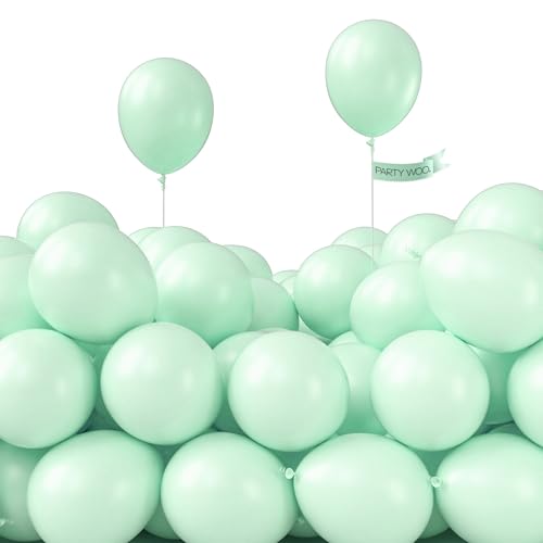 PartyWoo Pastel Green Balloons 50 pcs 5 Inch Small Mini Light Mint Green Latex Balloons for Birthday Baby Shower Gender Reveal Wedding Anniversary Graduation Party Decorations Green-Q06 - color: Green-q06, size: 5 inch