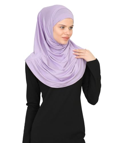 Prien Chic Ready To Wear Hijab For Women, Muslim Long Turban Undercap Set, Instant Scarf, Prayer Clothes For Girls, Abaya - color: Lilac