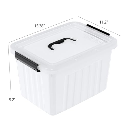 Kekow 18 L Clear Storage Bin with Lid, Clear Plastic Storage Totes, 4-Pack | Clear Design, Sturdy Plastic Material, Dual Side Latch Locks, for Home Office Kitchen Storage - size: 18 L