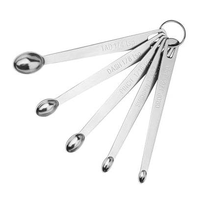 5Pcs Teaspoon Measuring Spoons, 1/4 tsp, 1/8 tsp, 1/16 tsp, 1/32 tsp, 1/64 tsp Metal Measuring Spoons Set, Stainless Steel Cooking Baking Tiny Measuring Spoon for Powders, Spices, Salt - size: 5 Pcs Mini
