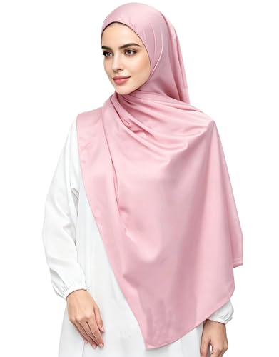 Lina & Lily Luxury Satin Hijab Head Scarf Shawl Wrap for Muslim Women Extra Long - color: Baby Pink