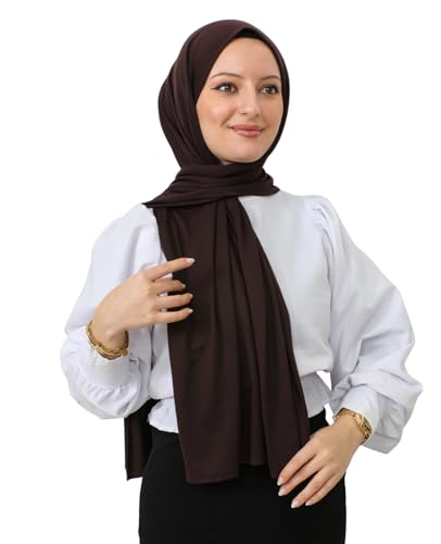Prien Hijab for Women Viscose Scarf Lightweight Muslim Hijabs Long Shawl Islamic Scarves Turkey Silk Headscarf for Womens - color: Brown