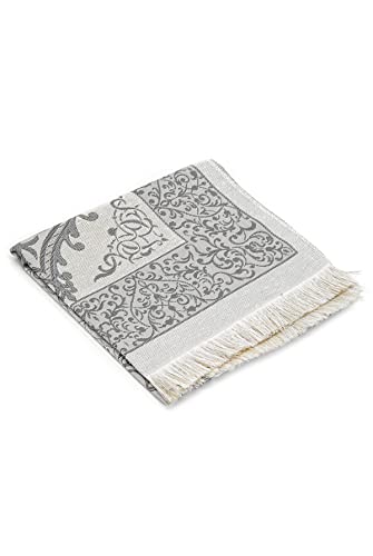 ihvan online Muslim Prayer Rug and Prayer Beads with Elegant Design Cylinder Gift Box, Janamaz, Soft Sajadah, Islamic Gifts Set, Portable Prayers Carpet Mat, Taffeta Fabric, Grey - color: Grey