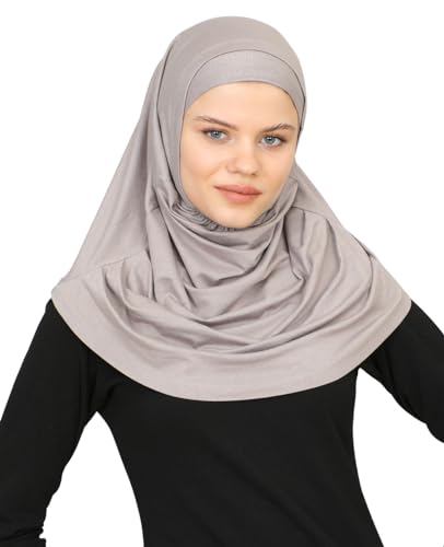 Prien Chic Ready To Wear Hijab For Women, Muslim Long Turban Undercap Set, Instant Scarf, Prayer Clothes For Girls, Abaya - color: Light Mink