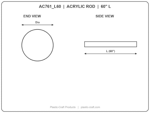 Plastic-Craft | Acrylic Square Rod, Clear - size: 1-1/4 inch square x 60 inch length