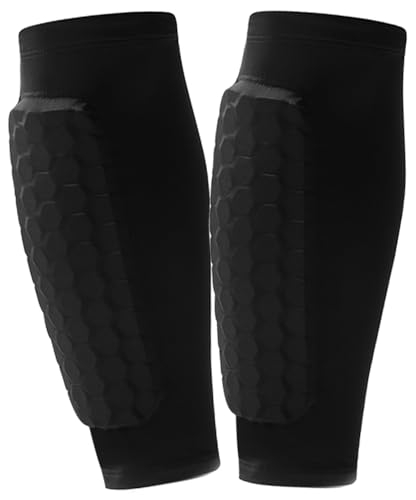 2 Pack Soccer Shin Guards Soccer Kids Adult, Soft Anti-Collision Soccer Shin Pad with EVA Honeycomb Pads, Shin Defender Shin Guard Sleeves - color: Black, size: Large