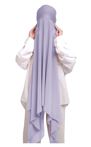 Lina & Lily Muslim Chiffon Instant Hijab Head Scarf with Matching Tie Back Jersey Undercap - color: Lilac