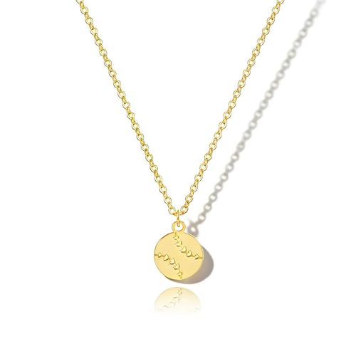 VRIUA Gold Necklace for Women, 14K Gold Plated Dainty Charm Necklace - color: Baseball