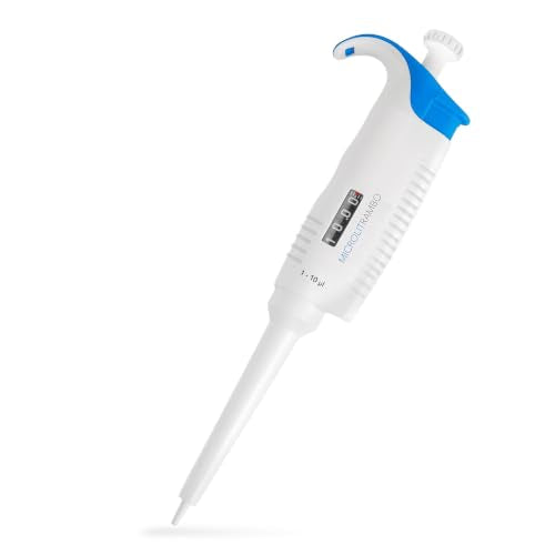 Single-Channel Micropipette, Adjustable Volume (1-10µL) | Accurate & Calibrated Lab Pipette, Compatible with Microlit 10µL Pipette Tips - size: 1-10µL, style: Single-Channel