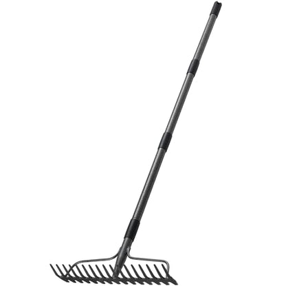 77'' Bow Rake ，17 Tines Metal Head Rakes with Stainless Steel Handle，Heavy Duty Garden Rake for Loosening Soil Gathering Leaf Leveling Lawn Farming Land Management Yarn Thatch Rake - style: 77inch