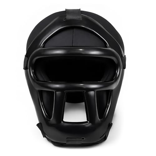 Boxing Headgear for MMA Training, Adjustable Padded Protective Helmet – Muay Thai, Kickboxing, Karate, Taekwondo & Martial Arts Sparring - size: S/M With Grill
