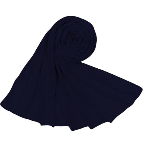 Hijab Scarf for Women Soft Cotton Muslim Jersey Hijab Head Wrap Scarves Fashion Long Scarf Shawls - color: Navy