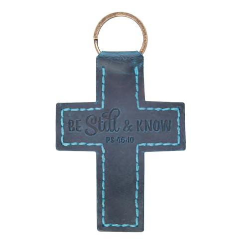 Logos Trading Post Leather Keychain - Hand-Stitched Genuine Cowhide Leather Keychain Strap - color: Be Still and Know