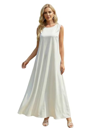 Long Slip Dress Maxi for Under Dresses, Sleeveless One-Piece Abaya, Inner Dress Layering Islamic Modest Maxi Dress for Women - color: White, size: Small
