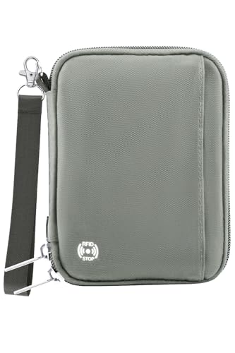 WALNEW Passport Holder for Travel - RFID Blocking Travel Wallet Essentials Organizer with Card Slots & Zipper Pocket (Women/Men) - color: Gray, size: 2 passports