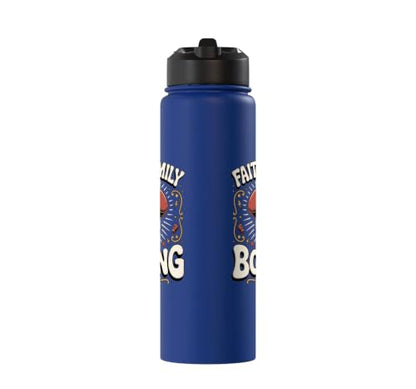 Faith Family Boxing Boxer Fighter Combat Sport Stainless Steel Insulated Water Bottle - color: Royal Blue
