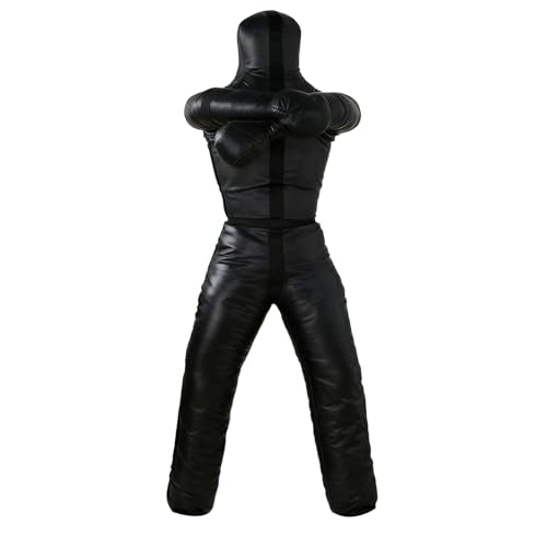 Luwint Unfilled Grappling Dummy - 6ft Leather Wrestling Dummy for MMA, BJJ, Jiu Jitsu & Martial Arts Training, Fillable Combat Practice Dummy with Arms & Legs