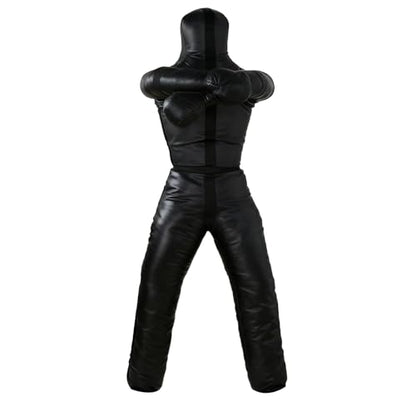 Luwint Unfilled Grappling Dummy - 6ft Leather Wrestling Dummy for MMA, BJJ, Jiu Jitsu & Martial Arts Training, Fillable Combat Practice Dummy with Arms & Legs