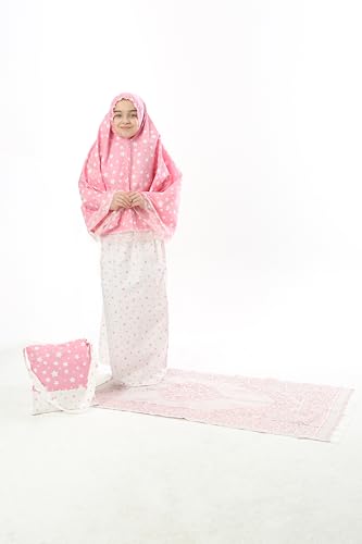 Girls Prayer Set 4 Pieces with Mat, Skirt and Hijab Islamic Dress
