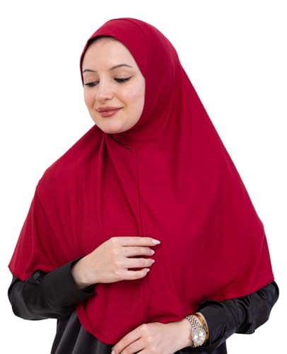 Prien Ready Hijab For Women, One Piece Muslim Instant Turban, Easy To Wear Long Head Scarf, Turkish Islamic Clothes For Abaya - color: Burgundy