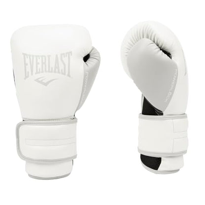 Everlast Powerlock 2 Hook & Loop Boxing Gloves | Fight Training Gloves | Hook and Loop with Durable Hand & Wrist Support | Heavy Bag & Fitness Training - color: White / Gray, size: 12 oz