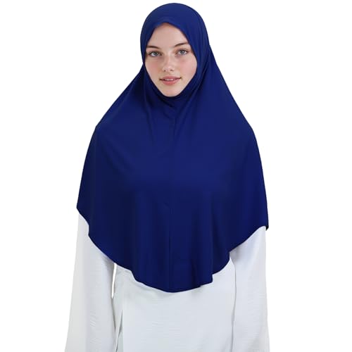 Instant Hijab for Women Muslim Stretchy Prayer Hijab Islamic Headscarf - color: Royal Blue