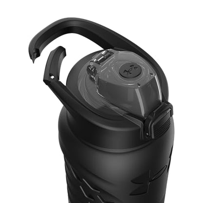 Under Armour 24Oz Stainless Steel Water Bottle, Insulated, Carabiner Easy Carry Hook, Leak Proof, Kids & Adults, All Sports, Gym - color: Solid Black