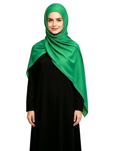 Lina & Lily Non-see-through Premium Jersey Maxi Hijab Head Scarf Wrap for Muslim Women - color: Emerald Green