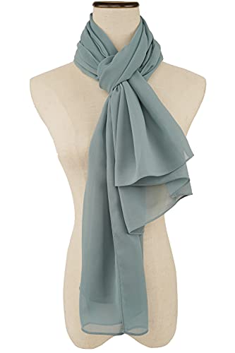 YOUR SMILE for Women Lightweight Breathable Solid Color Soft Chiffon Long Fashion Scarves Sun-proof Shawls Wrap - color: Light Teal