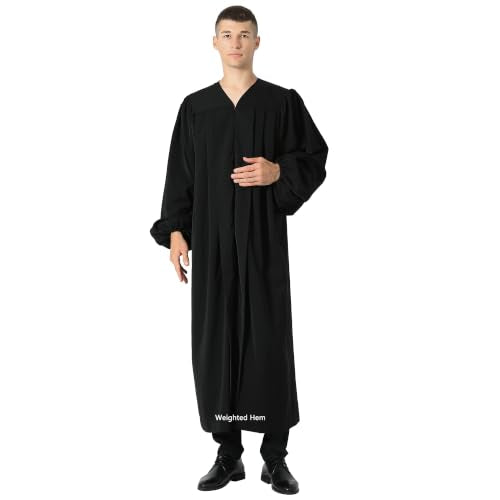 IvyRobes Weighted Baptism Robes for Water Adults Baptismal Gowns for Church Officiant Black - size: 60"(6'3"-6'5")