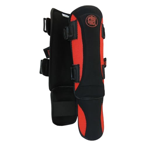 ProForce Martial Arts Combat Tactical Shin & Instep Guard - color: Black/Red, size: X-Small