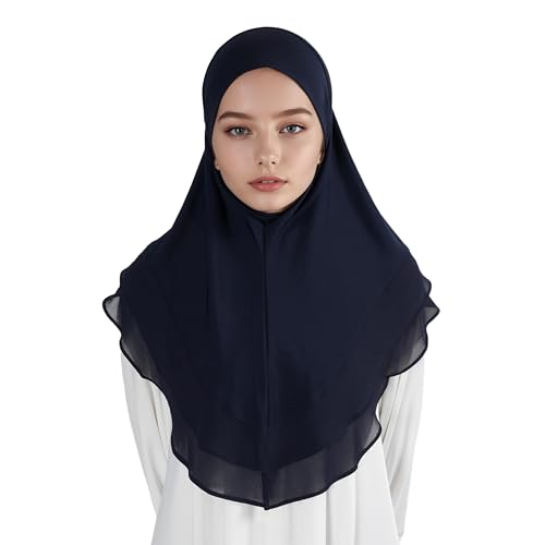 Hijab for Women Muslim Patterned Headscarf Arabian Headscarf Islamic Khimar Prayer Cloth Hijab Scarf for Women - color: Navy