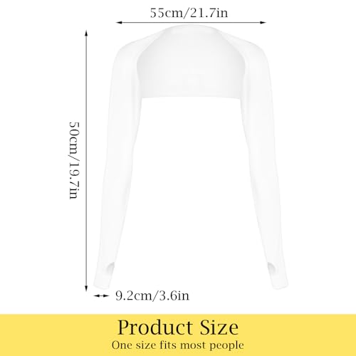 Grevosea 2 Pack Cooling Shawl Arm Sleeves UV Protection Sun Sleeves Sun Protection Arm Sleeve with Finger Hole for Women - color: White