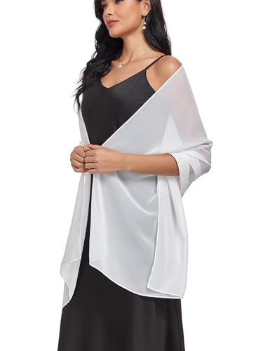 Shawls and Wraps Soft Chiffon Scarve Scarf For Evening Party Dresses Wedding Stole - color: Ivory