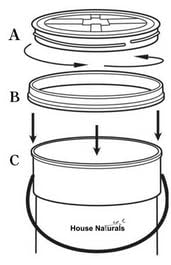 House Naturals 3.5 Gallon Food Grade Orange Bucket Pail with Black Air-Tight Screw on Lid (Pack of 2) BPA Free Made in USA containers