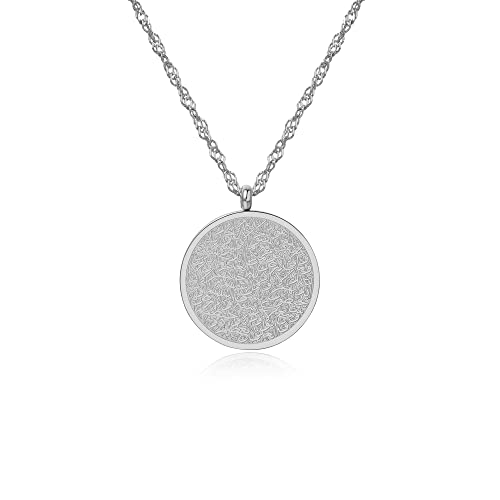 Gyufise Men Women Muslim Oval Pendant Necklace Ayatul Kursi Stainless Steel Islamic Arabic Necklace Gift Gold Plated Islam Jewelry - color: 3Silver