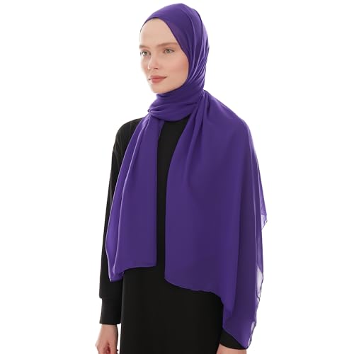 Chiffon Hijab Scarf for Women - Chiffon Hijab Muslim Headscarf Shawl - Soft Fashion Scarf Muslim Headscarf Shawl - color: Purple