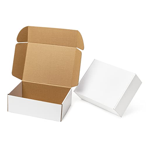 Mcfleet 24 Pack 12x9x4 Shipping Boxes - White Corrugated Cardboard Mailing Box Packaging for Small Business - Tab Locking Literature Mailer Flat Empty Gift Packing Supplies - color: White, size: 12x9x4 Inches
