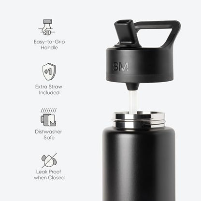 Simple Modern Insulated Water Bottle with Straw | 18oz | Checkered | Summit Stainless Steel Water Bottles, Metal Cup | Leak Proof for School, Gym, Travel, Sports | Cream Checkmate - color: Pattern: Cream Checkmate, style: 18oz