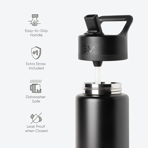 Simple Modern Kids Water Bottle with Straw Lid | Vacuum Insulated Stainless Steel Metal | Reusable Leak Proof BPA-Free Thermos for School | Summit Collection | 18oz, Supersonic Blue - color: -Supersonic Blue, style: 18oz