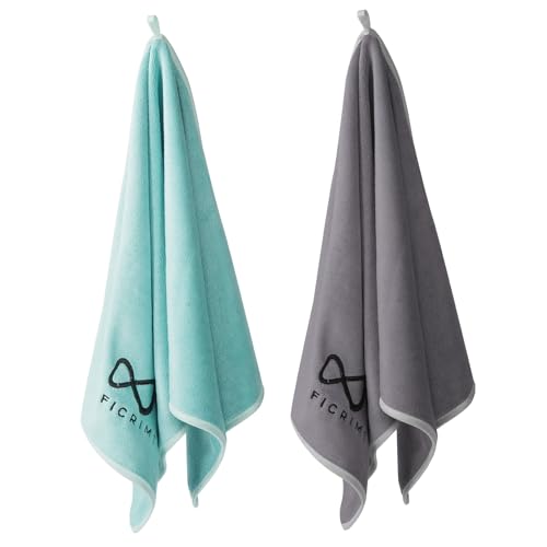 2 Pack Microfiber Gym Towels, 380 GSM 15"x31" Bigger Size Super Soft Quick-Drying Towels for Workout, Yoga, Fitness, Sports, Sweat Absorbent & Lightweight - color: 2 Pack Grey-green