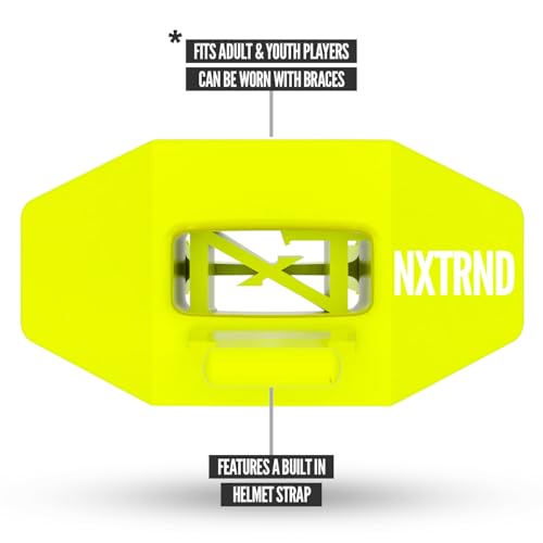 Nxtrnd Two Pro Football Mouth Guard, Permanent Strap, Fits Adult & Youth (Neon Yellow) - color: Neon Yellow