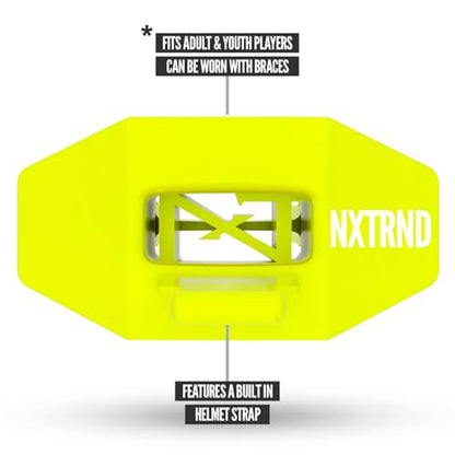 Nxtrnd Two Pro Football Mouth Guard, Permanent Strap, Fits Adult & Youth (Neon Yellow) - color: Neon Yellow