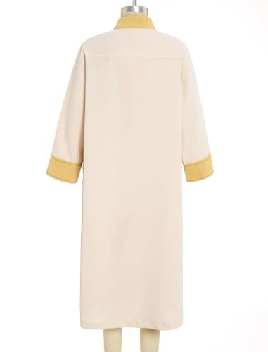 FYMNSI Kids Boys Thobe Muslim Prayer Clothes Saudi Dubai Robe Kaftan with Pockets Dishdasha Islamic Eid Ramadan Outfits 5-10T - color: Apricot, size: 8-9 Years