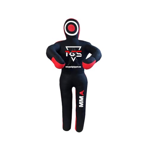 MMA Grappling Dummy Brazilian JIU Jitsu BJJ Punching Bag for Self Defense Wrestling Judo Karate Boxing Throwing Submission Standing Position - UNFILLED - color: Black Red, size: 6FT / 70"