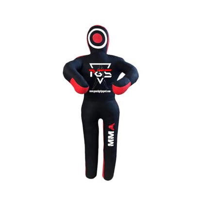 MMA Grappling Dummy Brazilian JIU Jitsu BJJ Punching Bag for Self Defense Wrestling Judo Karate Boxing Throwing Submission Standing Position - UNFILLED - color: Black Red, size: 6FT / 70"