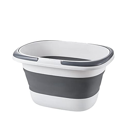 4.2 Gal(16L) Large Collapsible Plastic Bucket with Handle for House Cleaning, Space Saving Outdoor Multiuse Foldable Water Pail/Sink for Camping,Fishing,Ice(Grey) - color: Gray