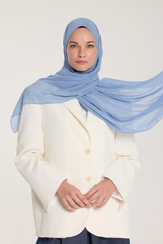 Chiffon Hijab Scarf For Women - Made in Turkiye - color: Blue