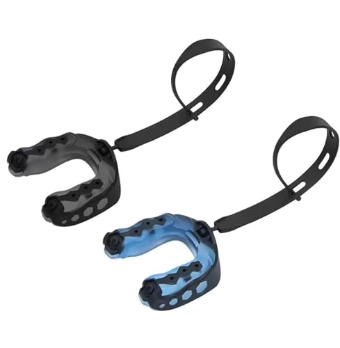 2 Pack Football Mouth Guard, Sports Mouth Guard Youth Football Mouthguard with Strap and Box Basketball, Sport Mouthguard for Lacrosse, Hockey, MMA(for Ages 8+) - color: Black &Blue, size: Youth & Adult